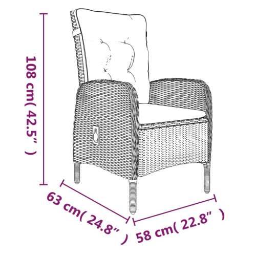 Vrtna garnitura - 3-dijelni vrtni blagovaonski set s jastucima sivo-crni - Siva i crna Dužina stola 80 cm 2 Cijena