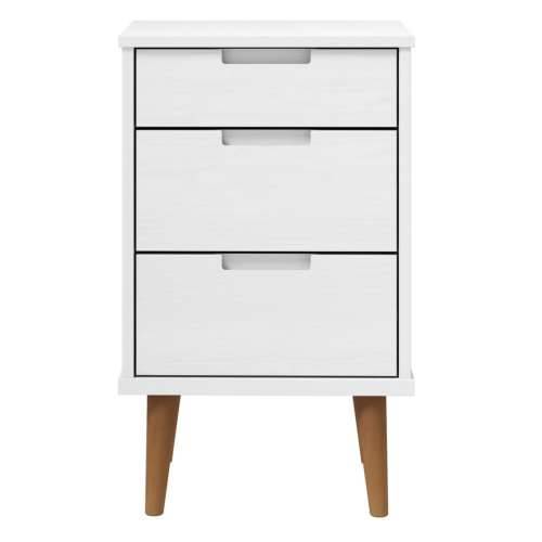 Noćni ormarić MOLDE bijeli 40 x 35 x 65 cm od masivne borovine - Bijela 1 Cijena