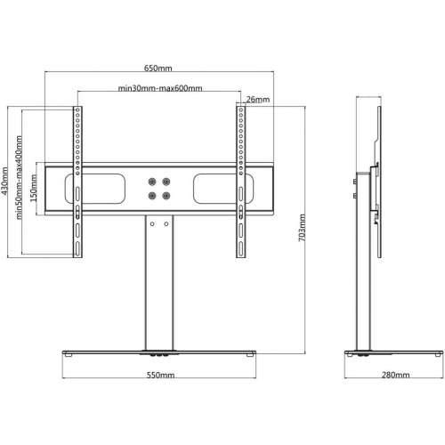 TV stalak za zaslon od 37-55 inča maks. VESA 600 x 400 mm 40 kg Crna 600 x 400 mm 1 S bazom Cijena