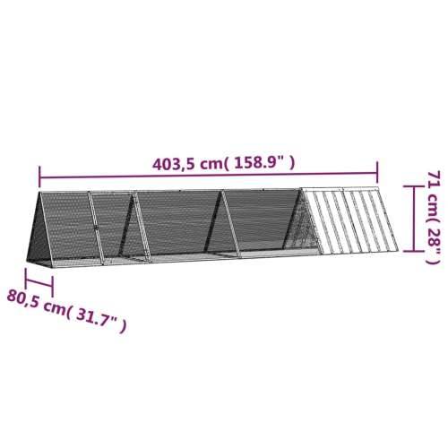 Kavez za zečeve sivi 403,5 x 80,5 x 71 cm od pocinčanog čelika - Siva 403.5 x 80.5 x 71 cm Cijena