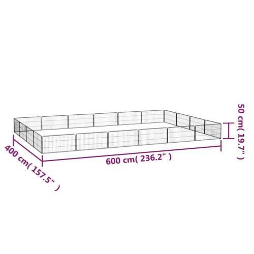 Ograda za pse s 20 panela crna 100 x 50 cm čelik obložen prahom Cijena