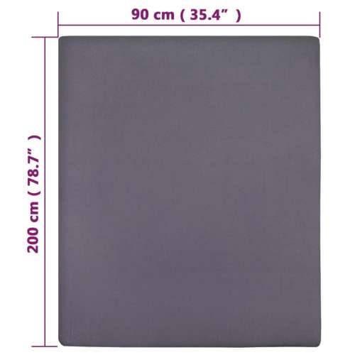Plahta s gumicom od žerseja antracit 90 x 200 cm pamučna - Antracit 90 x 200 cm 1 Cijena