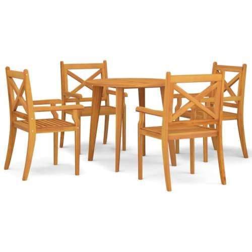 Vrtna garnitura - 5-dijelni vrtni blagovaonski set od masivnog bagremovog drva - Ø 85 cm stol 4 Cijena