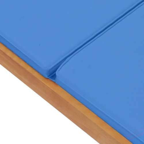 Ležaljka za sunčanje od masivne tikovine s jastukom plava Cijena