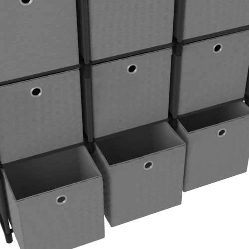 Police za izlaganje s 15 kutija crne 103x30x175,5 cm od tkanine Cijena