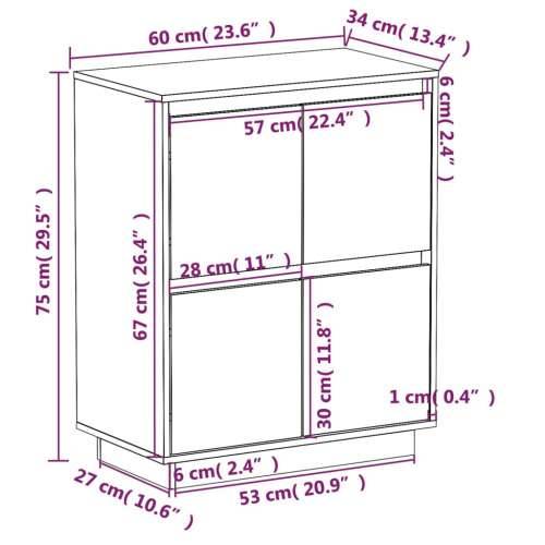Komoda smeđa boja meda 60 x 34 x 75 cm od masivne borovine - boja meda 1 Cijena