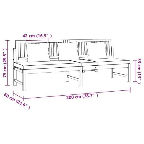 Dnevni ležaj sa sivim jastukom 200x60x75cm masivno drvo bagrema - Siva Cijena