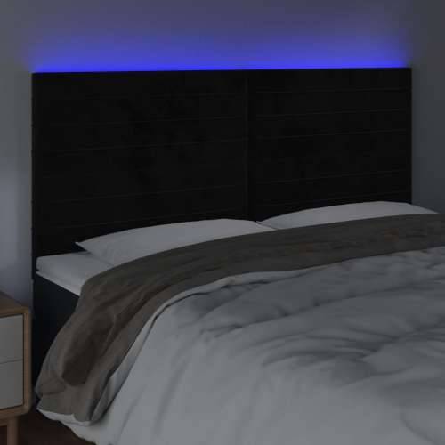LED uzglavlje crno 180x5x118/128 cm baršunasto - Crna 180 x 5 x 118/128 cm 1 Cijena