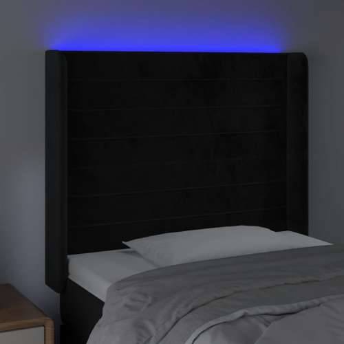 LED uzglavlje crno 93x16x118/128 cm baršunasto - Crna 93 x 16 x 118/128 cm 1 Cijena