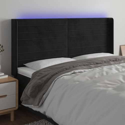 LED uzglavlje crno 183 x 16 x 118/128 cm baršunasto - Crna 183 x 16 x 118/128 cm 1 Cijena