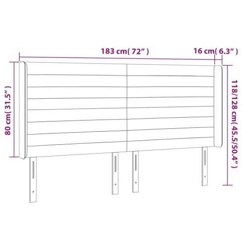 LED uzglavlje crno 183 x 16 x 118/128 cm baršunasto - Crna 183 x 16 x 118/128 cm 1 Cijena