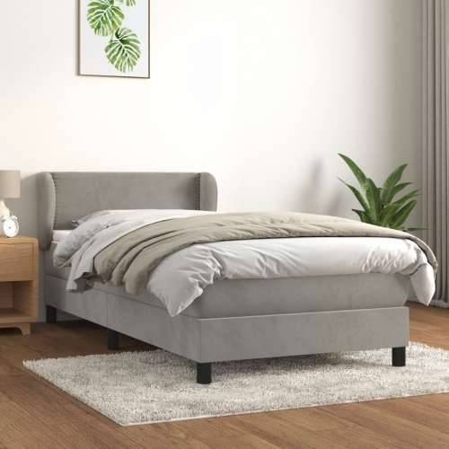 Box spring krevet s madracem svjetlosivi 80 x 200 cm baršunasti - Svjetlosiva 80 x 200 cm Obično s čavlima Cijena