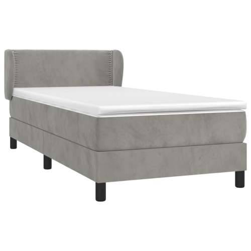 Box spring krevet s madracem svjetlosivi 80 x 200 cm baršunasti - Svjetlosiva 80 x 200 cm Obično s čavlima Cijena
