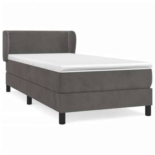 Box spring krevet s madracem tamnosivi 80 x 200 cm baršunasti - Tamno siva 80 x 200 cm Obično s čavlima Cijena