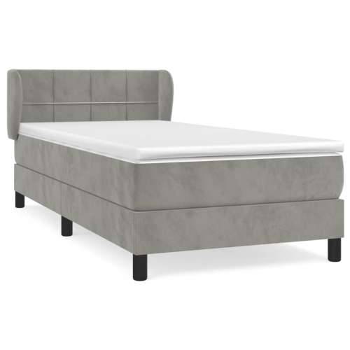 Box spring krevet s madracem svjetlosivi 80 x 200 cm baršunasti - Svjetlosiva 80 x 200 cm Blok s kvadratima Cijena