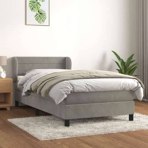 Box spring krevet s madracem svjetlosivi 80 x 200 cm baršunasti - Svjetlosiva 80 x 200 cm vodoravne pruge Cijena