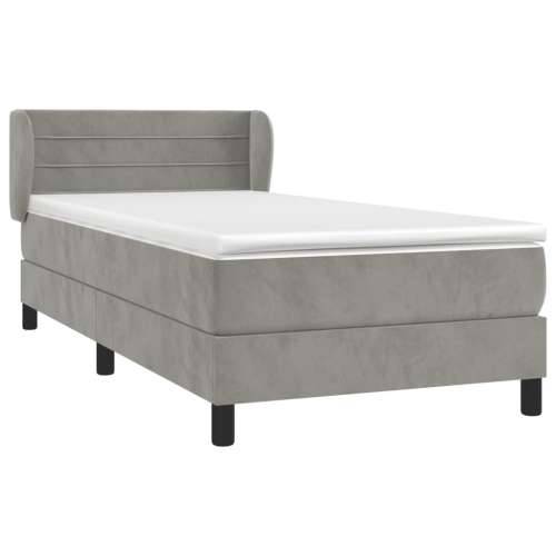 Box spring krevet s madracem svjetlosivi 80 x 200 cm baršunasti - Svjetlosiva 80 x 200 cm vodoravne pruge Cijena