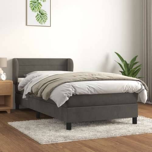 Box spring krevet s madracem tamnosivi 80 x 200 cm baršunasti - Tamno siva 80 x 200 cm vodoravne pruge Cijena