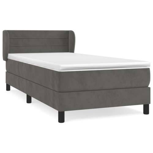 Box spring krevet s madracem tamnosivi 80 x 200 cm baršunasti - Tamno siva 80 x 200 cm vodoravne pruge Cijena
