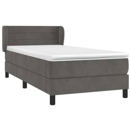 Box spring krevet s madracem tamnosivi 80 x 200 cm baršunasti - Tamno siva 80 x 200 cm vodoravne pruge Cijena