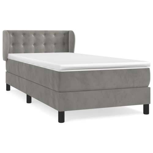 Box spring krevet s madracem svjetlosivi 80 x 200 cm baršunasti - Svjetlosiva 80 x 200 cm gumbi Cijena