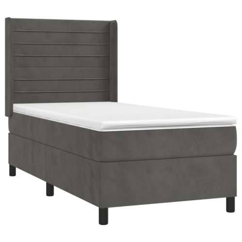 Box spring krevet s madracem tamnosivi 90x190 cm baršunasti - Tamno siva 90 x 190 cm vodoravne pruge Cijena