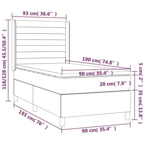 Box spring krevet s madracem tamnosivi 90x190 cm baršunasti - Tamno siva 90 x 190 cm vodoravne pruge Cijena