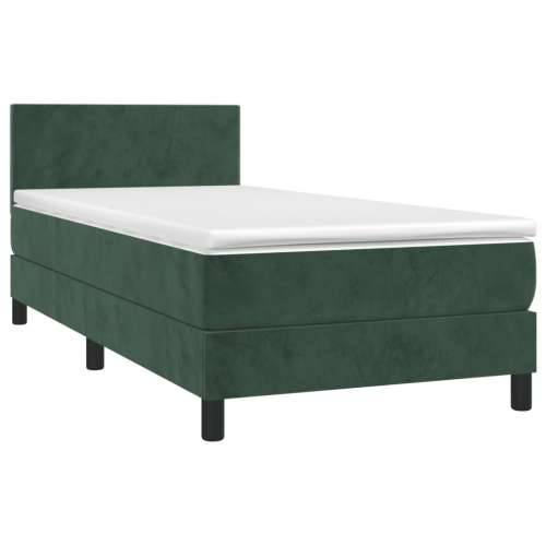 Krevet box spring s madracem LED tamnozeleni 80 x 200 cm baršun - Tamnozelena 80 x 200 cm Gladak dizajn Cijena