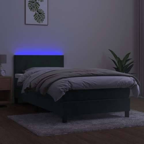 Krevet box spring s madracem LED tamnozeleni 80 x 200 cm baršun - Tamnozelena 80 x 200 cm Gladak dizajn Cijena