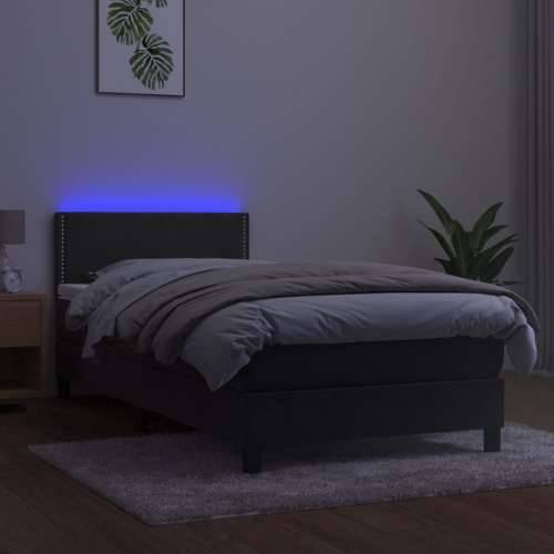 Krevet box spring s madracem LED tamnosivi 80 x 200 cm baršun - Tamno siva 80 x 200 cm Obično s čavlima Cijena
