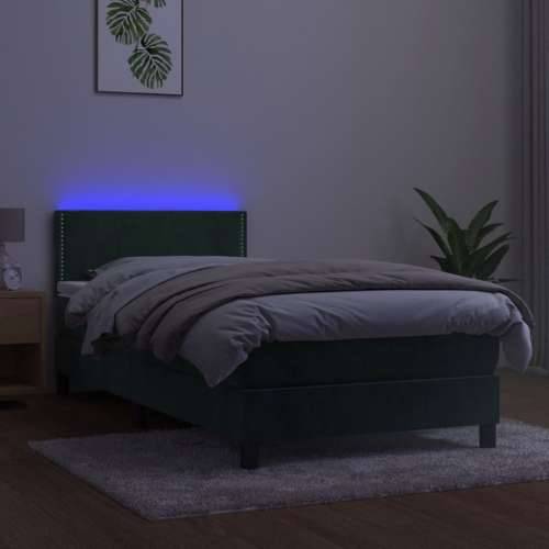 Krevet box spring s madracem LED tamnozeleni 80 x 200 cm baršun  - Tamnozelena 80 x 200 cm Obično s čavlima Cijena