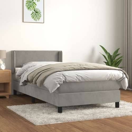 Box spring krevet s madracem svjetlosivi 80 x 200 cm baršunasti - Svjetlosiva 80 x 200 cm Gladak dizajn Cijena
