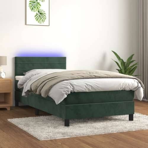 Krevet box spring s madracem LED tamnozeleni 80 x 200 cm baršun - Tamnozelena 80 x 200 cm vodoravne pruge Cijena