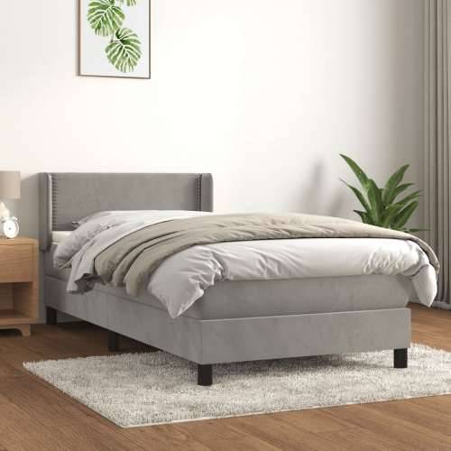 Box spring krevet s madracem svjetlosivi 80 x 200 cm baršunasti - Svjetlosiva 80 x 200 cm Obično s čavlima Cijena
