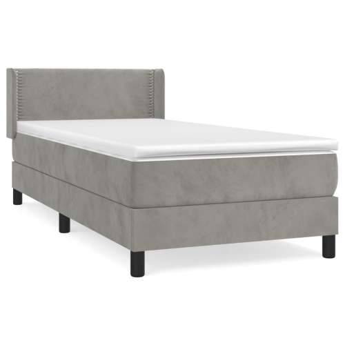 Box spring krevet s madracem svjetlosivi 80 x 200 cm baršunasti - Svjetlosiva 80 x 200 cm Obično s čavlima Cijena