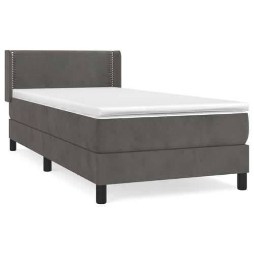 Box spring krevet s madracem tamnosivi 80 x 200 cm baršunasti - Tamno siva 80 x 200 cm Obično s čavlima Cijena