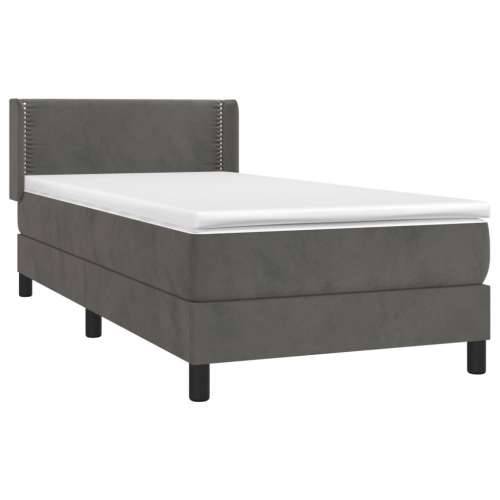 Box spring krevet s madracem tamnosivi 80 x 200 cm baršunasti - Tamno siva 80 x 200 cm Obično s čavlima Cijena