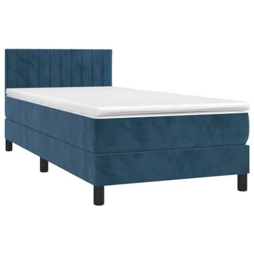 Krevet box spring s madracem LED tamnoplavi 80 x 200 cm baršun - Tamno plava 80 x 200 cm Okomite pruge Cijena