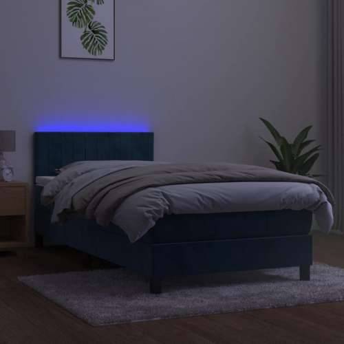 Krevet box spring s madracem LED tamnoplavi 80 x 200 cm baršun - Tamno plava 80 x 200 cm Okomite pruge Cijena