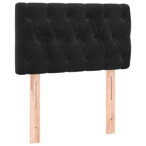 Krevet box spring s madracem LED crni 80 x 200 cm baršunasti - Crna 80 x 200 cm Dizajn s gumbima Cijena