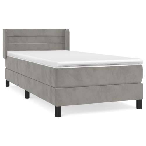 Box spring krevet s madracem svjetlosivi 80 x 200 cm baršunasti - Svjetlosiva 80 x 200 cm vodoravne pruge Cijena