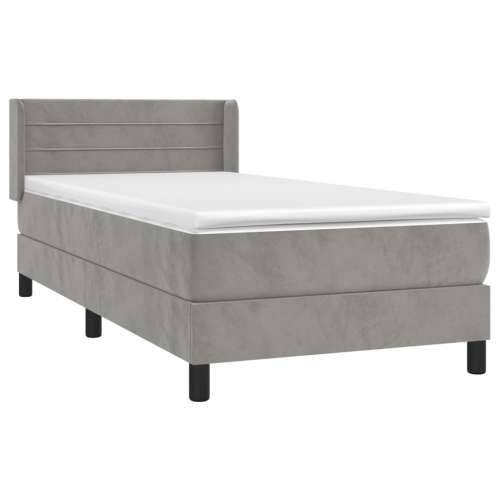 Box spring krevet s madracem svjetlosivi 80 x 200 cm baršunasti - Svjetlosiva 80 x 200 cm vodoravne pruge Cijena