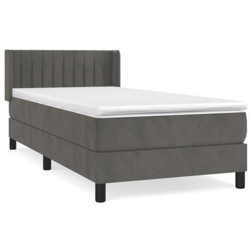 Box spring krevet s madracem tamnosivi 80 x 200 cm baršunasti - Tamno siva 80 x 200 cm Okomite pruge Cijena