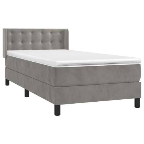 Box spring krevet s madracem svjetlosivi 80 x 200 cm baršunasti - Svjetlosiva 80 x 200 cm gumbi Cijena