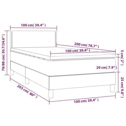 Krevet s oprugama i madracem smeđesivi 100 x 200 cm od tkanine - Sivo-smeđa 100 x 200 cm Obično s čavlima Cijena