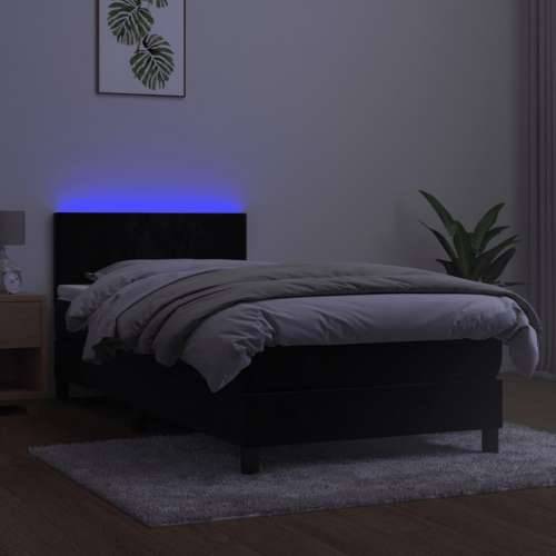 Krevet box spring s madracem LED crni 80 x 200 cm baršunasti - Crna 80 x 200 cm Gladak dizajn Cijena