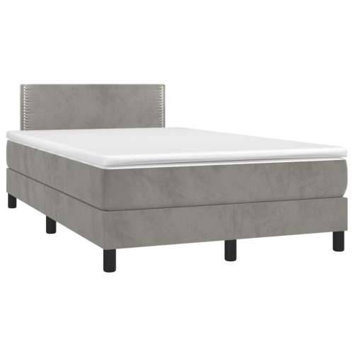 Krevet box spring s madracem LED svjetlosivi 120x200 cm baršun - Svjetlosiva 120 x 200 cm Obično s čavlima Cijena