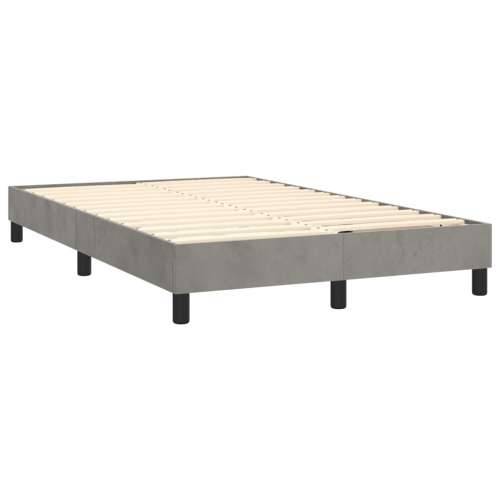 Krevet box spring s madracem LED svjetlosivi 120x200 cm baršun - Svjetlosiva 120 x 200 cm Obično s čavlima Cijena