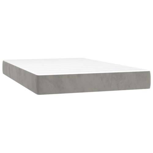 Krevet box spring s madracem LED svjetlosivi 120x200 cm baršun - Svjetlosiva 120 x 200 cm Obično s čavlima Cijena