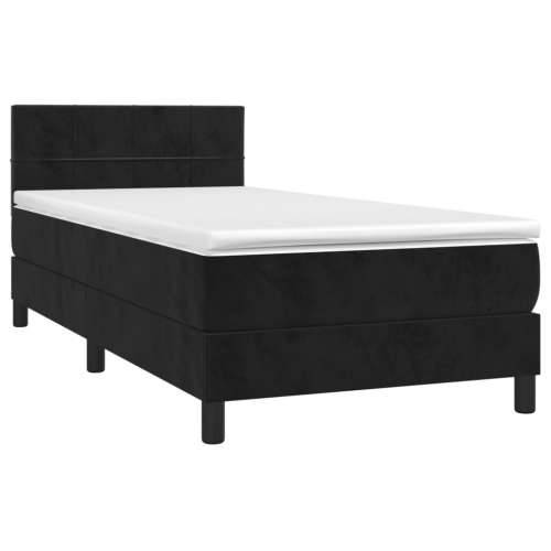 Krevet box spring s madracem LED crni 80 x 200 cm baršunasti - Crna 80 x 200 cm Blok s kvadratima Cijena